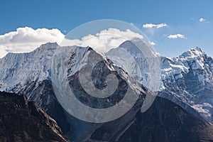 Makalu mountain peak, fifth highest peak in the world view from Chukung Ri view point, Himalaya mountains range, Nepal