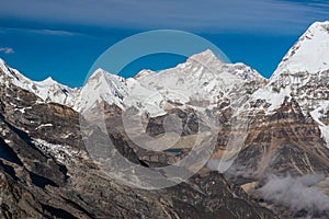 Makalu mountain peak, fifth highest peak in the world view from Mera peak base camp, Himalaya mountains range in Nepal