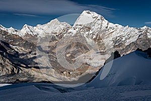 Makalu mountain peak view from Mera peak high camp, Khumbu region, Nepal