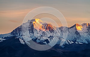 Makalu Peak sunset of Himalaya mountains in Shigatse city Tibet Autonomous Region, China