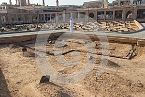 Makam Imam Nafi and Imam Malik. Ancient graves in Jannat Al Baqi Cemetery. Medina Saudi Arabia