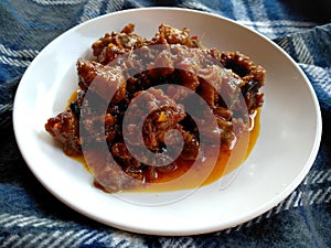 Makanan Babi Goreng Sambal Khas Bali or fried pork with chili sauce