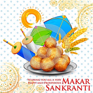 Makar Sankranti wallpaper with colorful kite for festival of India