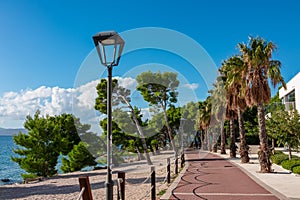 Makarska - Idyllic seaside promenade in touristic coastal town Makarska, Split-Dalmatia, Croatia, Europe. Walkway