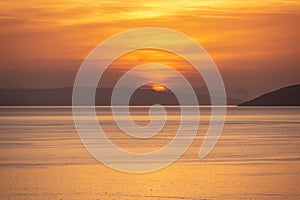 Makarska - Idyllic sunset view of Dalmatian archipelago seen from coastal town Makarska, Split-Dalmatia, Croatia, Europe