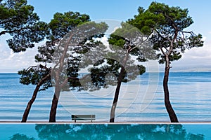 Makarska - Infinity pool in luxury hotel along the promenade in coastal town Makarska, Split-Dalmatia, Croatia, Europe