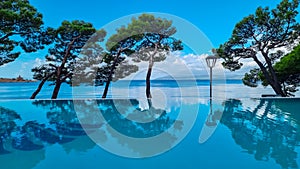 Makarska - Infinity pool in luxury hotel along the promenade in coastal town Makarska, Split-Dalmatia, Croatia, Europe