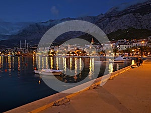 Makarska at night