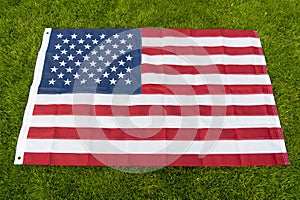 Make America great again. American flag green grass background. National symbol. American citizenship and patriotism