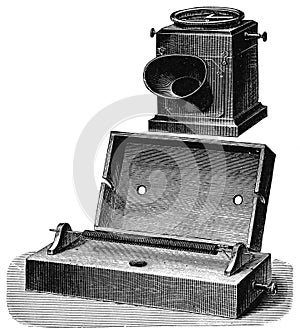 The make-and-break telephone by Johann Philipp Reis. photo