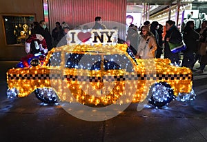 The Make it Bright light sculpture installation at 5th Avenue during Holiday Season in Manhattan