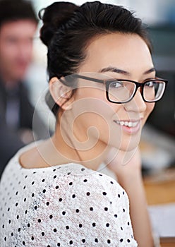 Make creativity a job. Closeup portrait of an attractive young office worker.