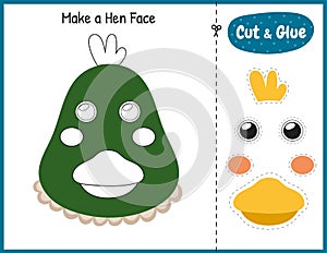 Make a duck face funny game for kids. Cut and glue educational activity page