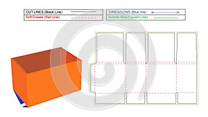 Make Easy cartoon paper Crates box dieline template and 3D box, editable resizable vector design