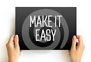 Make It Easy text on card, concept background