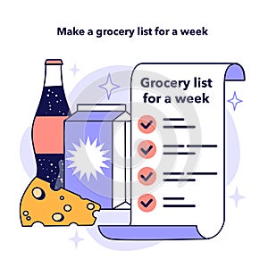 Make a grocery list for a week to optimize your expenses. Useful guidance