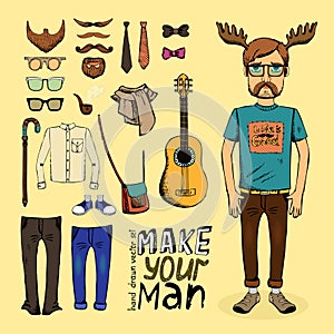 Make hipster set design vector illustration