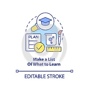 Make list of what to learn concept icon