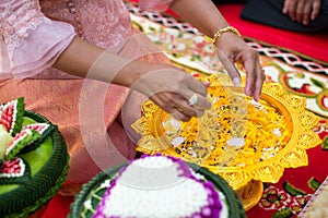 Make merit in the buddhist ceremony in Thai Traditional Wedding