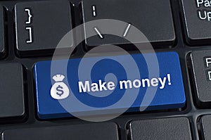 Make money button with icon sack and dollar sign.