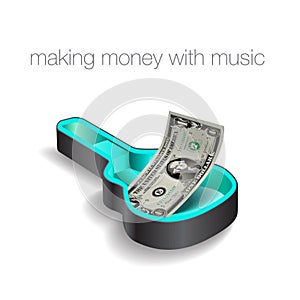 Make money with music is the theme of this graphic