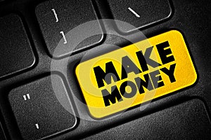 Make Money text button on keyboard, concept background