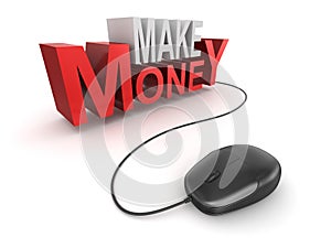 Make money text and computer mouse