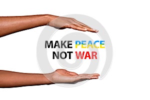 Make peace for Ukraine illustration on white background concept of pray mourning humanity solidarity against putin