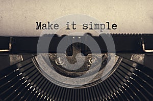 Make it simple text typed on an old vintage typewriter in black and white