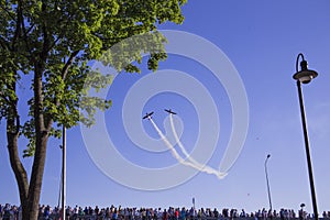 The An-2 make some trick in the sky. photo