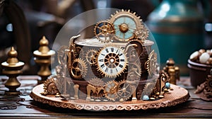 Make a steampunk-inspired birthday scene with gears