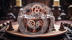 Make a steampunk-inspired birthday scene with gears