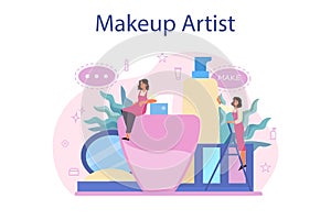 Make up artist concept. Woman doing a beauty procedure, applying