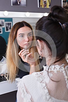 Make up artist at work in her studio