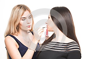 Make-up artist work in her studio.