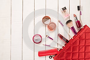 Make up bag with cosmetics