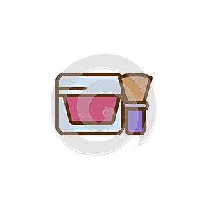 Make up blush and brush filled outline icon