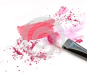 Make up blush crushed powder and lipstick smeared
