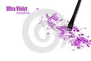 Make-up brush and ultra violet eye shadow with space for text