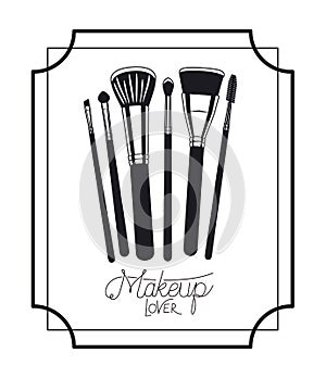 Make up brushes accessories in frame