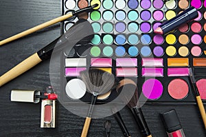 Make up brushes and cosmetics