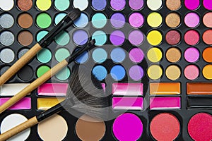 Make up brushes and eyeshadow palette