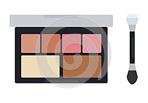 Make up case with shadows and blush vector icon flat isolated illustration
