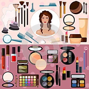 Make-up collection of professional cosmetics