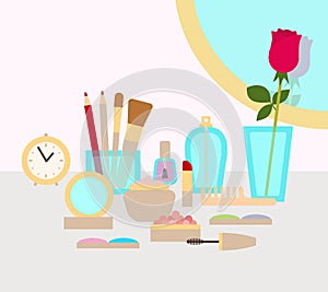 Make up concept vector flat illustration with