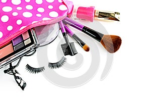 Make up cosmetic and brushes isolated