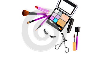 Make up cosmetic and brushes isolated