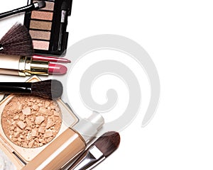 Make-up cosmetics background with free space for text