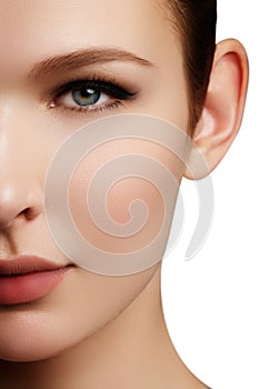 Make-up & cosmetics. Closeup portrait of beautiful woman model f