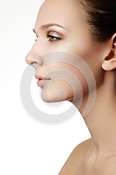 Make-up & cosmetics. Closeup portrait of beautiful woman model f